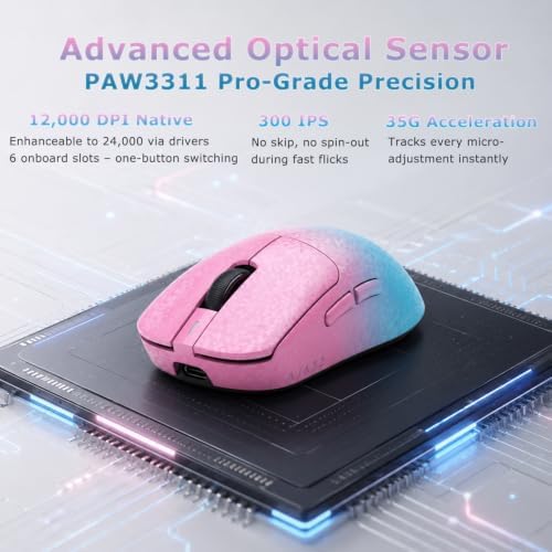AJ199 Gaming Mouse, 60g Carbon Fiber Shell, Tri-Mode 2.4G/Bluetooth/USB-C
