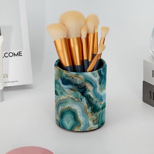 Pencil Holder for Desk, Teal Agate Pen Holder Organizer, Large Capacity Pen Holder Makeup Brush Holders Desktop Office Supplies Storage Organizer