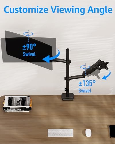 MOUNTUP Vertical Dual Monitor Mount Holds 4.4-17.6lbs, up to 32 Inch Stacked Monitor Mount with Gas Spring Arm with Clamp/Grommet Base, Dual Monitor Stand for Desk, For Home Office, VESA 75x75/100x100