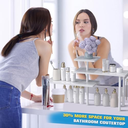 JayRex 3-Tier Bathroom Countertop Corner Shelf Organizer, White
