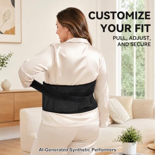 Plus Size Back Brace for Women & Men - Adjustable Lumbar Support Belt, Lower Back Pain Relief, Sciatica Breathable & Washable, Herniated Disc, Posture Corrector - Extra Large