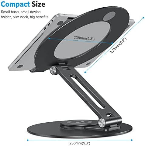 OMOTON Adjustable Laptop Stand for Desk 360° Rotating Base up to 17" Black