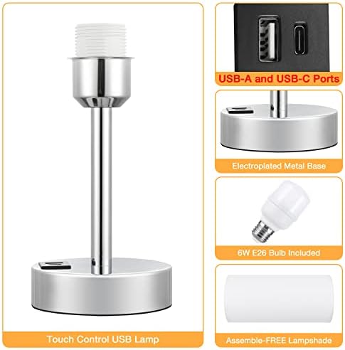 Small Touch Table Lamp for Bedroom - Bedside Desk Lamp for College Dorm