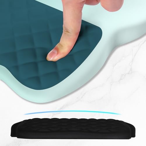 ITNRSIIET Ergonomic Mouse Pad Wrist Support with Memory Foam Massage Bulge & Non-Slip PU Base, Carpal Tunnel Pain Relief, Prevent Wrist Sweating, 12 x 8 x 1.2 inch, Light Green to White
