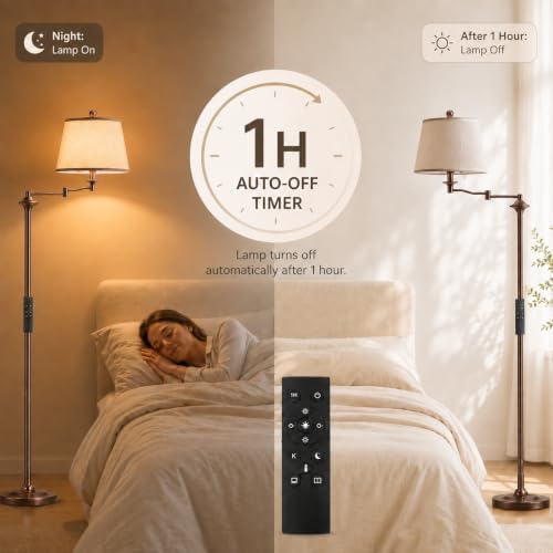 Wio-Mio Vintage Floor Lamp, 350° Adjustable Swing Arm for Living Room
