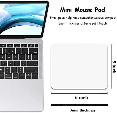 Dapesuom Small Mouse Pad, 5 x 6 Inch Thick Rubber Premium-Textured Non-Slip Portable & Washable Mini Mouse Mat for Women Men Wireless Laptops Keyboard Tray Gaming Work Computer Office Travel, White