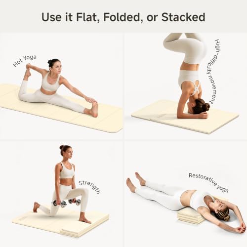 PAIDU Foldable Yoga Mat 10mm Thick, 75"x26" Non-Slip Fitness Exercise Mat