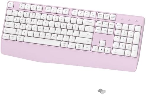 Ergonomic Wireless Bluetooth Keyboard with Wrist Rest (Pink)
