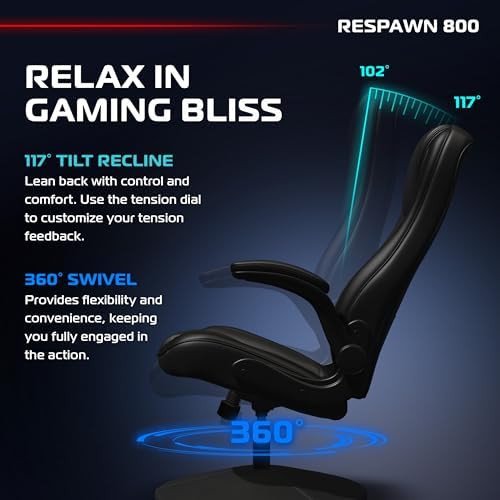 RESPAWN 800 Console Rocker Gaming Chair, Swivel Seat with Lumbar Support
