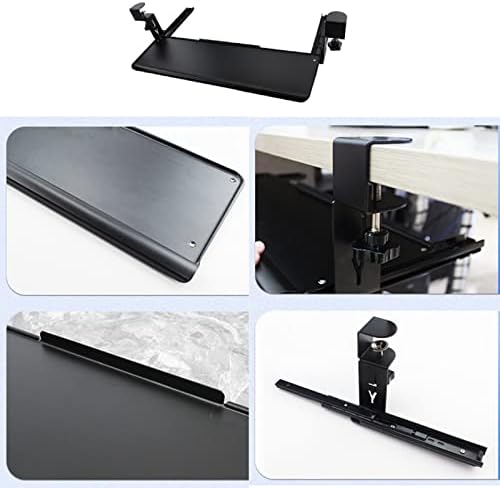 Black/White Sliding Keyboard Tray Under Desk With Slide - Slide-Out Keyboard Drawers Clamp-On - Ergonomic Desk Extender - Pull- Out Tray 52/65/75X25Cm, Wrist Rest Arm Support.White-60cmx20cm(24x8Inch