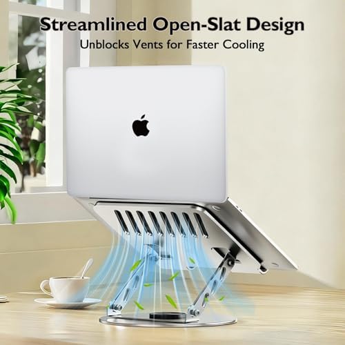 Laptop Stand for Desk - All-Metal Ergonomic Computer Stand & Laptop Riser, 360° Rotatable & Adjustable & Foldable, Laptop Holder for MacBook Pro/Air, Dell XPS, HP, Notebooks (10-17.3"), Gray