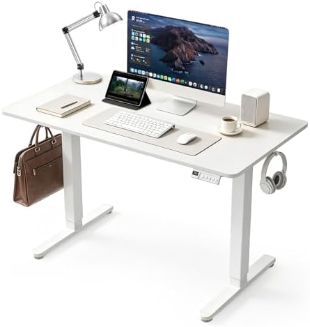 40 Inch Height Adjustable Standing Desk for Home Office, White