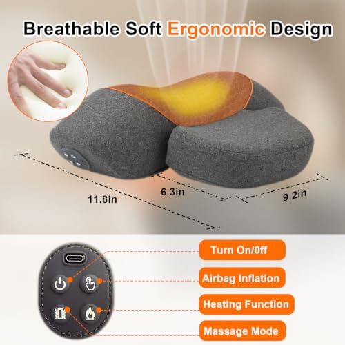 Cordless 3-in-1 Rechargeable Heated Neck Massager Pillow