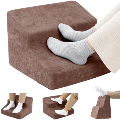 Foot Rest for Under Desk at Work, Ergonomic 2-Height Sponge Foot Stool for Office, Home, Sofa & Gaming Chair, Desk Accessories Footrest Cushion to Support Legs, Relax Ankles & Relieve Pain (B-Khaki)