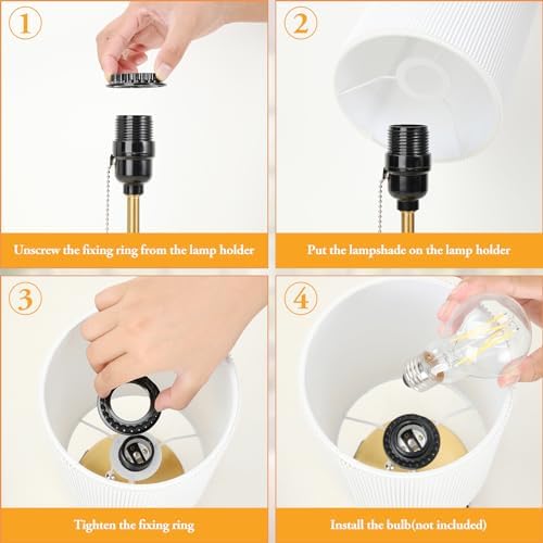 Lakumu 2 Sets Table Lamps with 2 USB, Minimalist Beside Lamps for Bedroom, Nightstand Lamp with Pull Chain, Desk Lamps with White Pleated Shade and Gold Metal Base for Living Room Dorm Reading Hotel