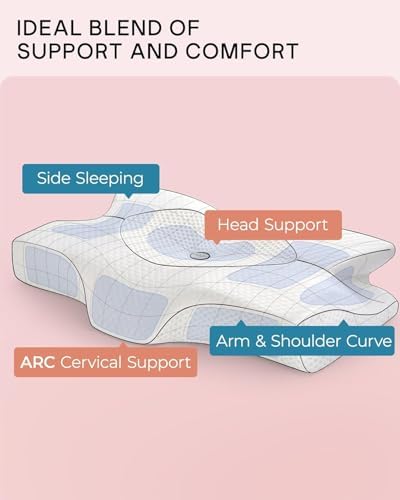 Elviros Cervical Memory Foam Pillows for Neck Pain Relief,Medium Firm