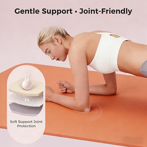 Keep 72" x 24" TPE Yoga Mat Non Slip, 1/4 Inch (6mm) Exercise Mat for Home Workout, Gym, Yoga, Pilates & Stretching with Carrying Strap, Oat White