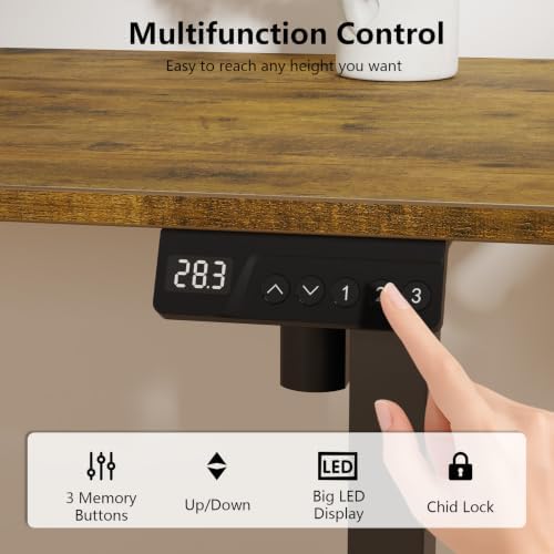 Electric Standing Desk, Adjustable Desk with 3 Memory Height, 47.2" Stand Up Desk with Two Desktops for Home Office, Study and Gaming