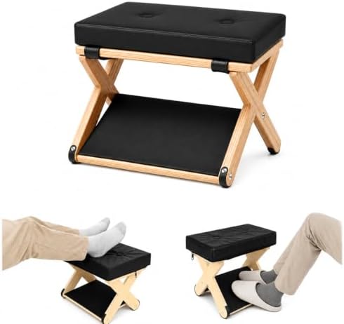Wooden Foot Rest Under Desk for Office, Ergonomic Under Desk Footrest with Double Step & Non-Slip Surface, Foot Stool for Home, Study & Gaming – Enhances Posture, Ideal for Work