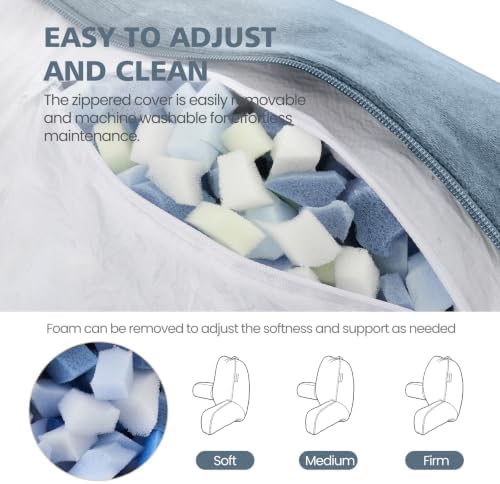 Memory Foam Reading Pillow for Sitting in Bed, Standard,Dusty Blue