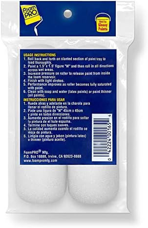 FOAM PRO 00165 4-Inch Roller Oils and Clears Refills, Fine Finish, 2-Pack