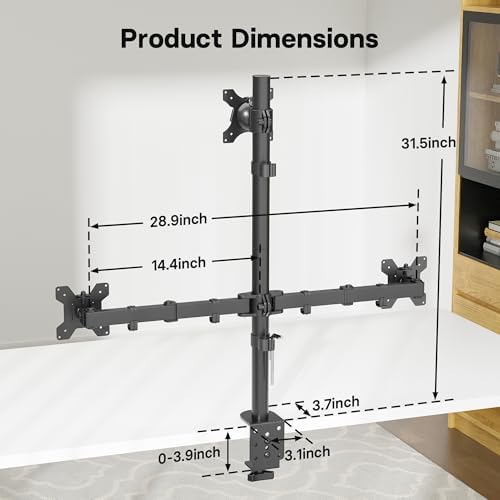 BONTEC Triple Monitor Desk Mount, Supports 13-32 Inch, VESA 75x75/100x100mm
