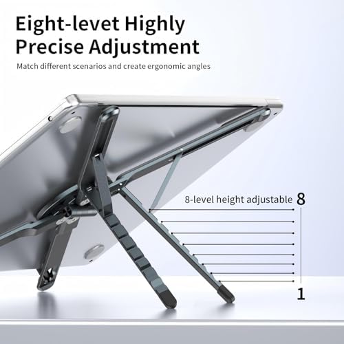 Portable Laptop Stand for Desk, 3-in-1 Adjustable Holder (Black)