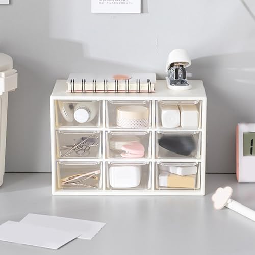 9 Drawer Desk Organizer with Cover, Space Saving Visible Storage
