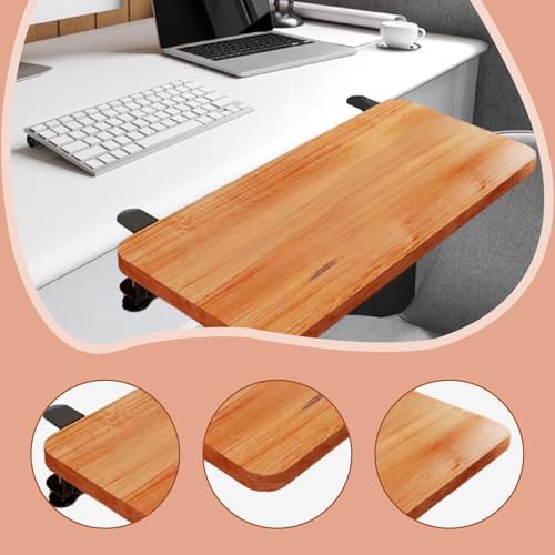 Desk Extension Shelf Board Keyboard Tray Ergonomic for Home Office, Practical Supplies for Computer Table Arm Rest Expansion- Brown