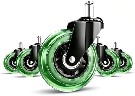 3 Inch Office Chair Wheels, Set of 5 (Green)