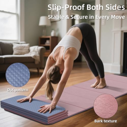 WEILA 1/2 Inch 70"x24" Foldable TPE Yoga Mat, Thick Non Slip Pilates Mat
