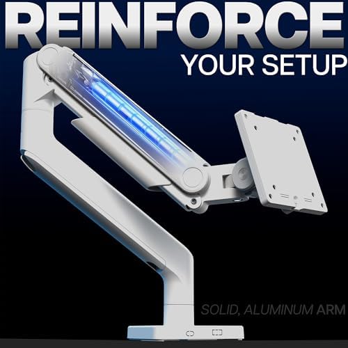 VIVO Heavy Duty Aluminum Ultrawide Monitor Tension Arm for up to 49 inch Screens, Holds 44 lbs, Premium Desk Mount Stand Designed for Samsung Odyssey G9 and More, White, STAND-V101VW
