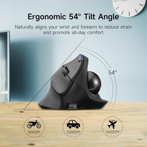 SANWA Vertical Trackball Mouse, 2.4G & Bluetooth, Ergonomic Right-Hand