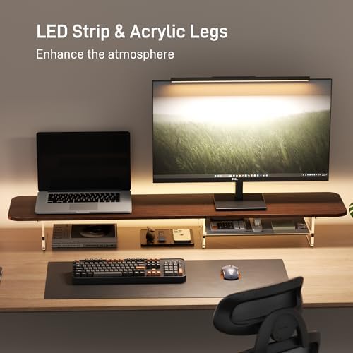 AFOOYO Monitor Stand Riser,Computer Monitor Stand with DIY Pegboard and drawer for Laptop,PC,Computer,Printer (Walnut-Felt Drawer)