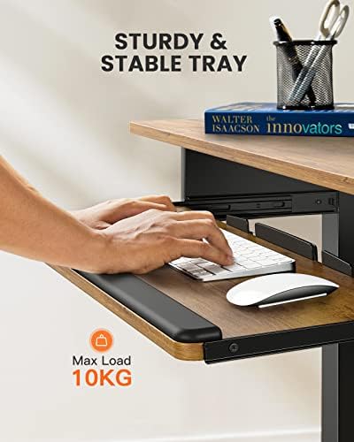 ErGear Electric Standing Desk with Keyboard Tray, 44x24, Vintage Brown