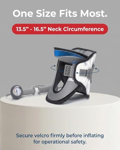 DDS, Inc. MAX Cervical Traction Collar Neck Brace for Discomfort Reduction, Neck Decompression Devices for Pinched Nerve, Stretcher, Pneumatic Support, Relaxation & Cervical Spine Alignment(13"-16.5")