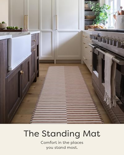 House of Noa Nama Standing Mat – Anti-Fatigue Kitchen Mats for Floor, Cushioned & Non-Slip Comfort Mat for Standing, Thick Foam Anti-Fatigue Mat for Kitchen & Workspaces, Reese Terracotta 30" x 108"