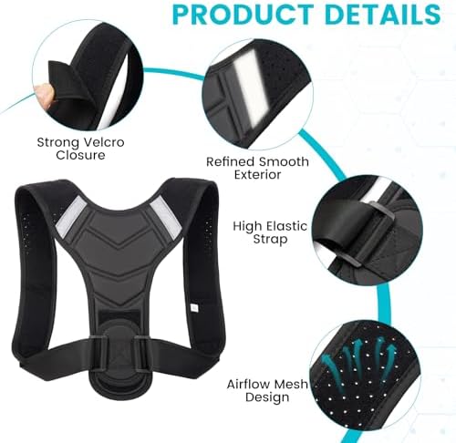 Posture Corrector for Men & Women, Adjustable Back Brace & Straightener for Office, Home & Daily Use, Relieve Back Pain, Prevent Hunching & Slouching, Comfortable & Breathable, L