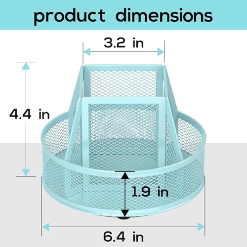 YINGHUA 360°Rotating Mesh Desk Organizer & Pen Holder - Blue