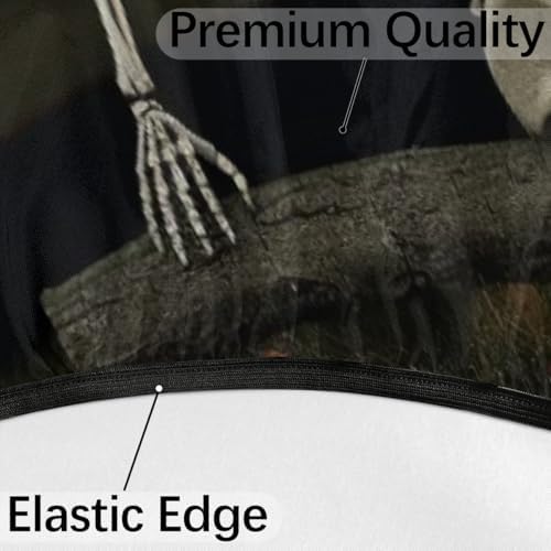 Outdoor Round Tablecloth with Umbrella Hole, Funny Skeleton Stretching Halloween Night Waterproof Table Covers 45-56 inch with Elastic Zippered Washable Table Cloths Mat for Picnic Patio Garden