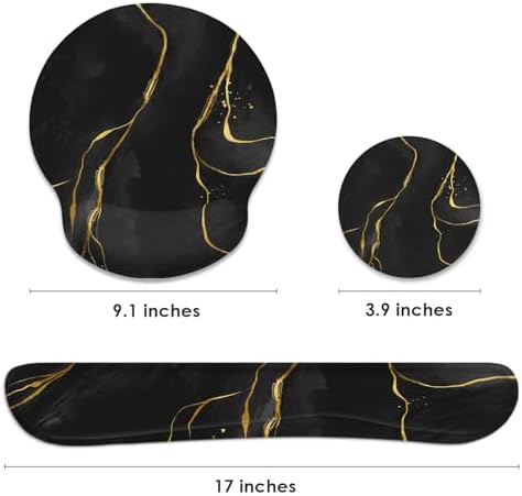 Britimes Ergonomic Mouse Pad Set with Wrist Rest, Black Gold Marble