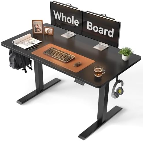 CubiCubi 48 x 24 Large One-Piece Electric Adjustable Standing Desk, Black