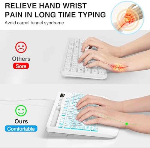 SABLUTE Wired Large Print Backlit Computer Keyboard with Wrist Rest (White)