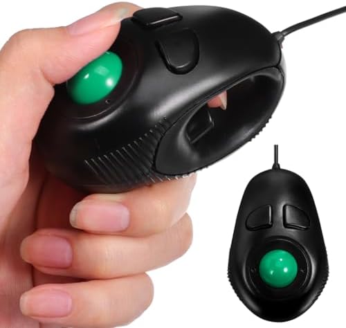 Portable 4D USB Wired Mini Trackball Mouse Handheld Ergonomic Compact Design for Laptop Desktop Computers Plug and Play