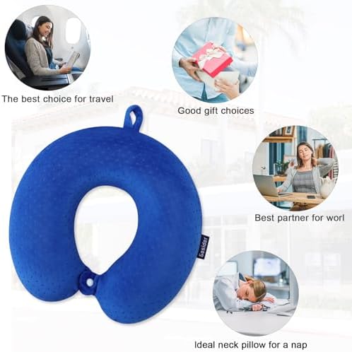 Neck Pillow for Travel, Memory Foam Airplane Pillow, Royal Blue