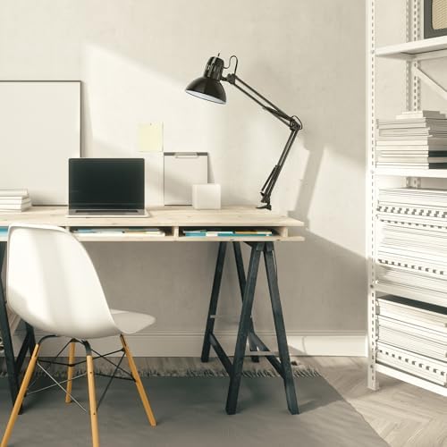 Globe Electric 56963 31.5" Multi-Joint Desk Lamp with Metal Clamp, Black, On/Off Rotary Switch on Shade, Partially Adjustable Swing Arm, Home Essentials, Reading Light, Office Décor