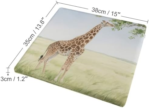 Extra Large Seat Cushion Giraffe Stretching Its Neck to Eat Leaves Square Outdoor Chair Mat for Recliner Wheelchair Office Chair Stand Floor Patio Furniture 15" X 13.8" X 1.2"