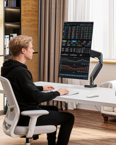 Single Monitor Desk Mount, 19-34 inch Adjustable Full Motion Monitor Arm, Computer Monitor Stand Holder with Clamp and Grommet Base, Fits 4.4 to 19.8lbs Screens, VESA Mount Bracket, Black