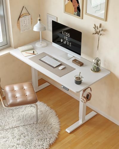 CubiCubi 63x28 Large Electric Standing Desk, 28" Deep Desktop, White