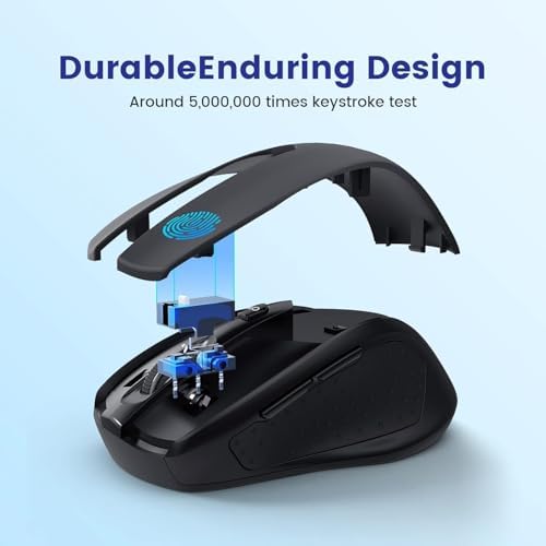 HOTWEEMS Wireless Mouse, D-09 Computer Mouse USB Cordless Mice for Laptop, Ergo Grips, Lightspeed 5-Level 2400 DPI, 16 Months Battery, Portable for PC Mac Chromebook (2Pack)